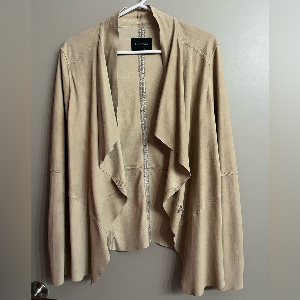 La Fee Verte Drape Front Leather Jacket